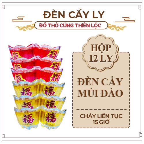Đèn Cầy Ly Cúng Múi Cao 5cm Cháy Liên Tục 15 Tiếng Đồ Thờ Cúng Thiên Lộc - Hộp 12 Ly