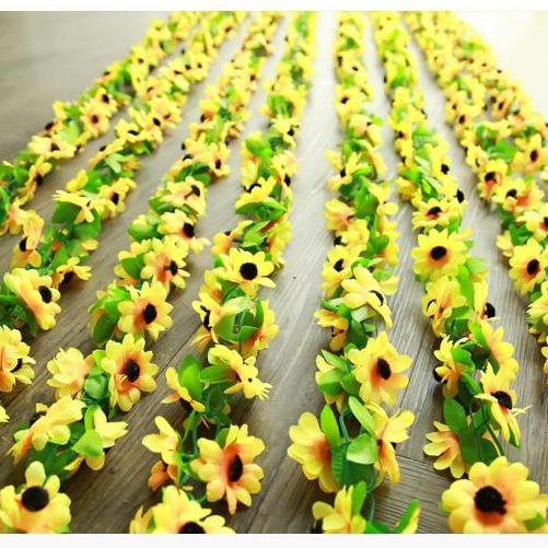 Hoa giả, dây hoa hướng dương 2m5 treo tường trang trí nhà cửa, sân vườn nhà hàng, khách sạn, quán cafe, trường mầm non