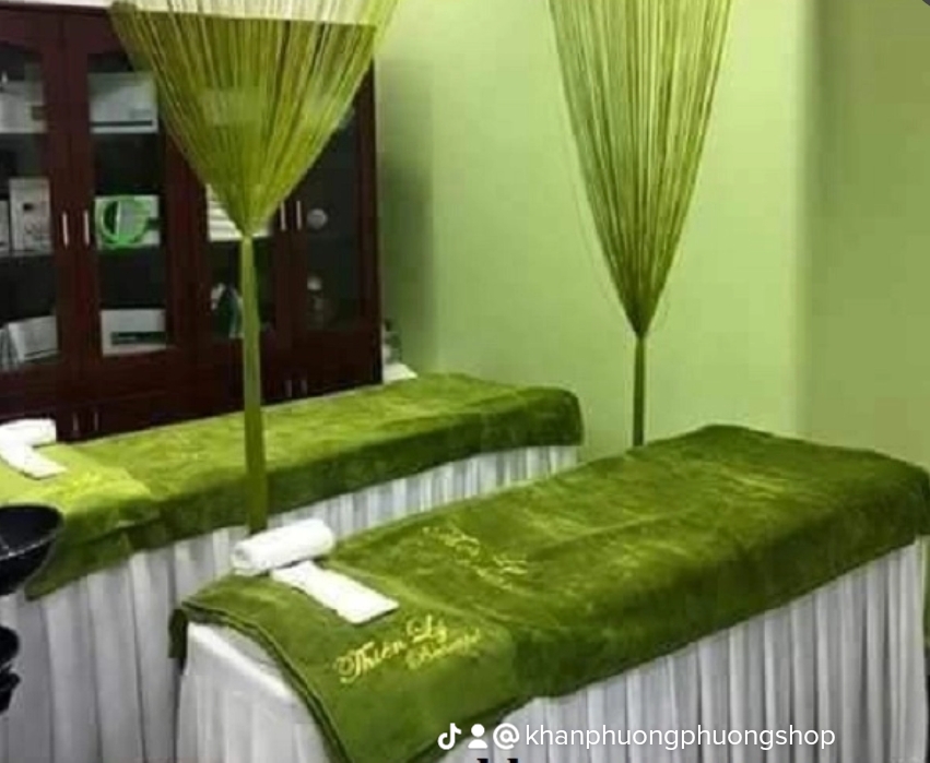 Khăn trải giường masage, Spa cao cấp Xanh rêu mát dịu 100x190