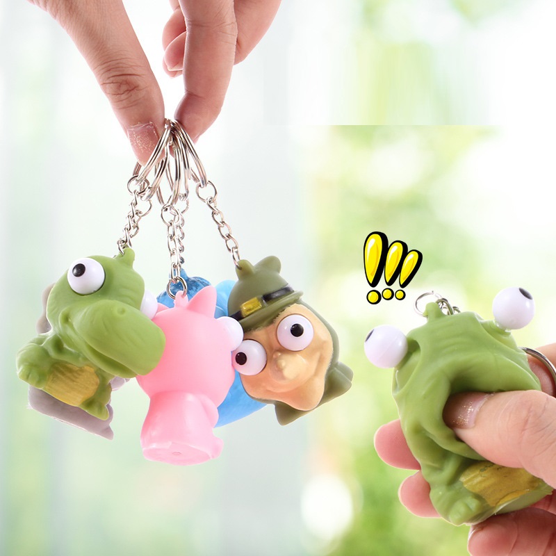 Móc treo chìa khóa hình thú mắt lồi siêu cute