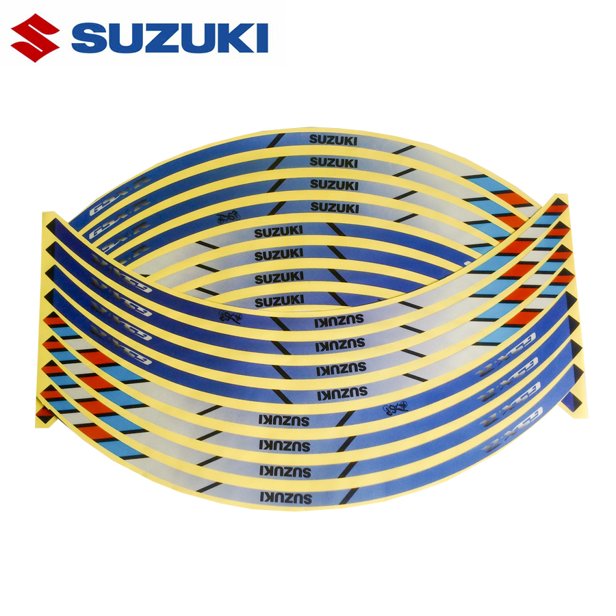 Decal dán vành xe máy chữ suzuki màu xanh - fl08
