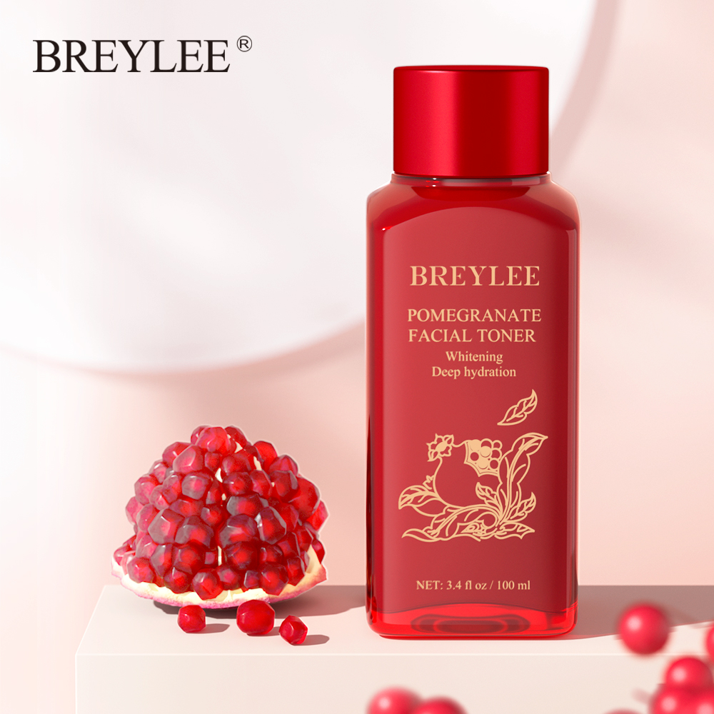 BREYLEE Toner tinh chất lựu đỏ dưỡng ẩm làm trắng thích hợp trang điểm nền 100ml Facial Toner Pomegranate Serum Whitening Moisturizing Skincare 100ml