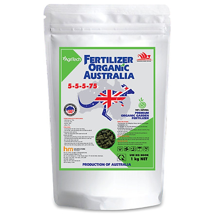 Phân bón nhập khẩu : Hữu cơ Úc 5-5-57-75 OM (800gr) - sản phẩm thuộc Tập Đoàn Phân Bón Con Cò Vàng