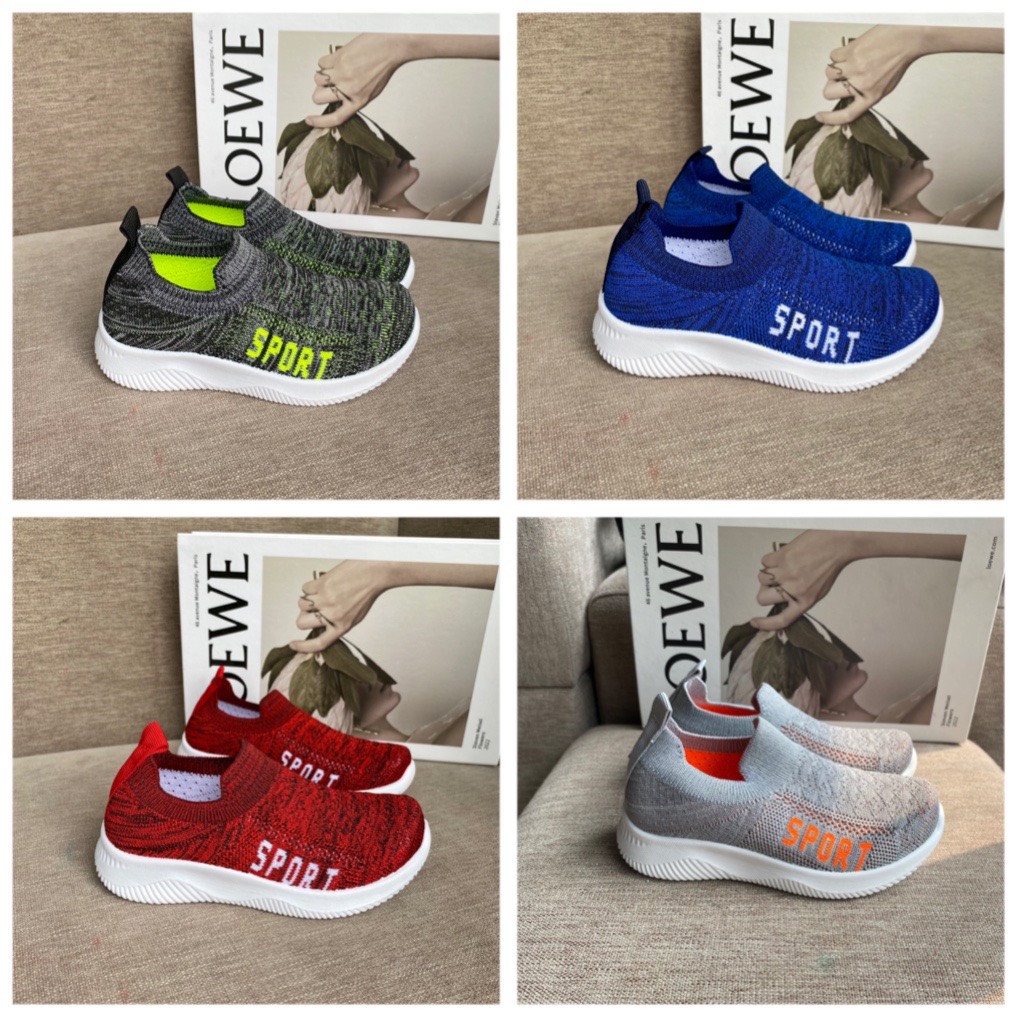 [Ảnh thật] Giày thể thao trẻ em cho bé trai và bé gái  chất liệu mềm ôm chân, giày lười, - Lebi Shop Giày chun 5112