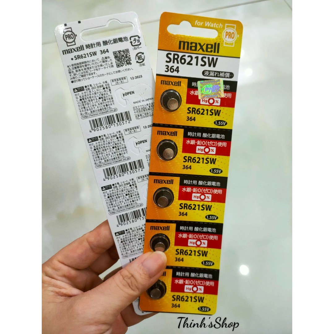 Pin đồng hồ Maxell SR621SW / SR621 / SR 621 / 364 - Hàng chính hãng Made in Japan