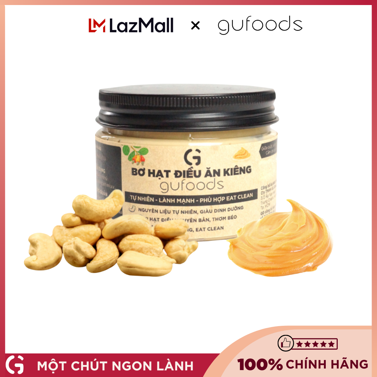 Bơ hạt điều ăn kiêng GUfoods - Tự nhiên, Lành mạnh, Phù hợp eat clean (150g/400g)
