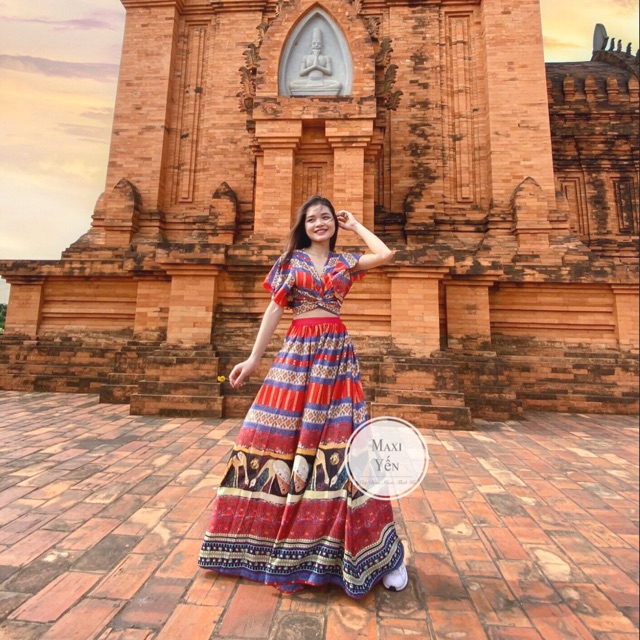Set Maxi Thổ Cẩm Thiết Kế Phong Cách Bohemian