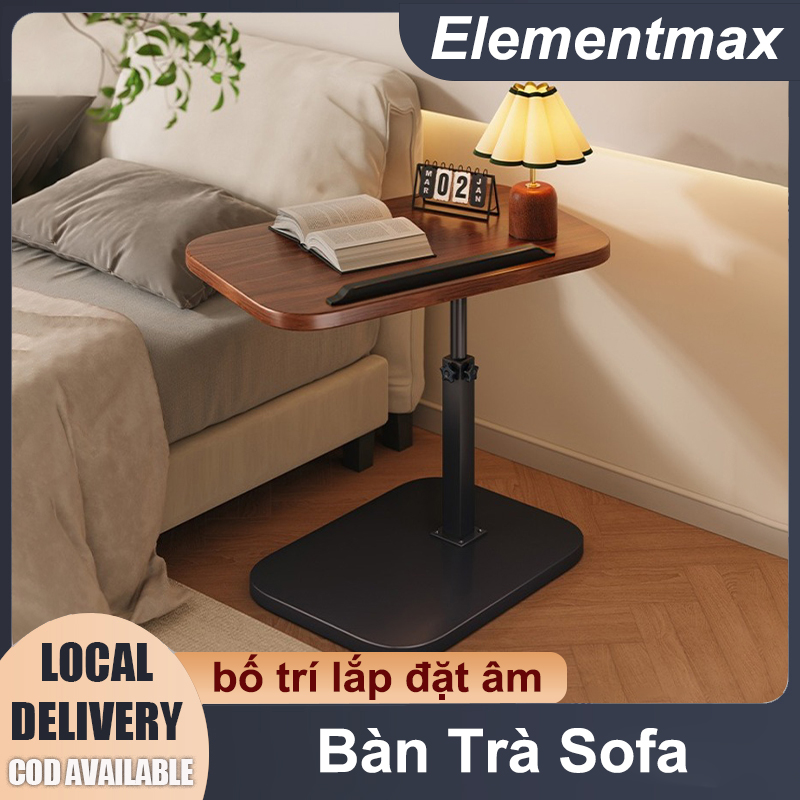 Bàn Trà Sofa Bàn Đầu Giường Nhỏ 40*30CM Bàn Máy Tính Cạnh Giường Có Lật/Xoay/Nâng Hạ Đế Thép Carbon
