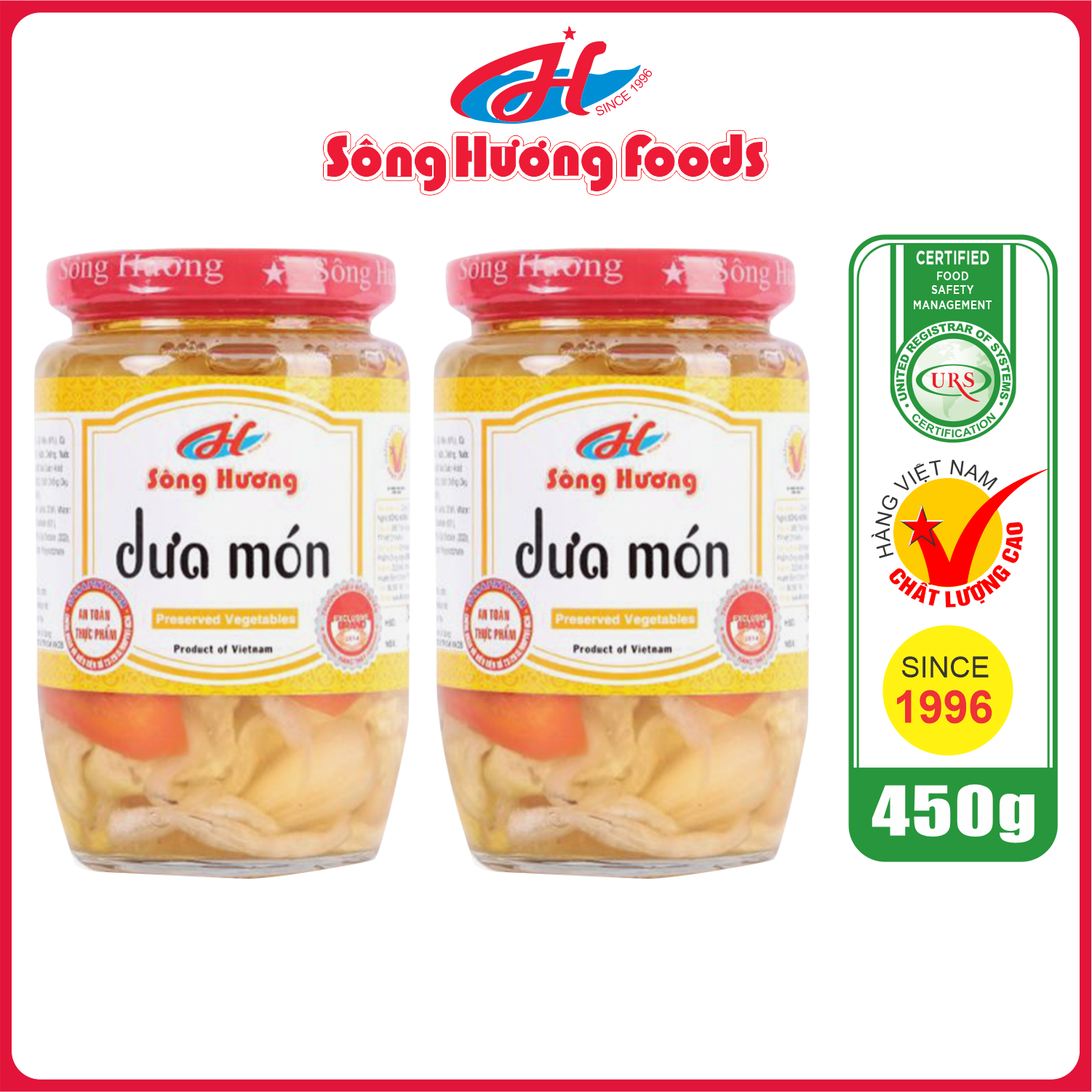 2 Hũ Dưa Món Sông Hương Foods Hũ 450g - Ăn kèm , bún , phở , mì tôm , thịt nướng , tốt tiêu hóa