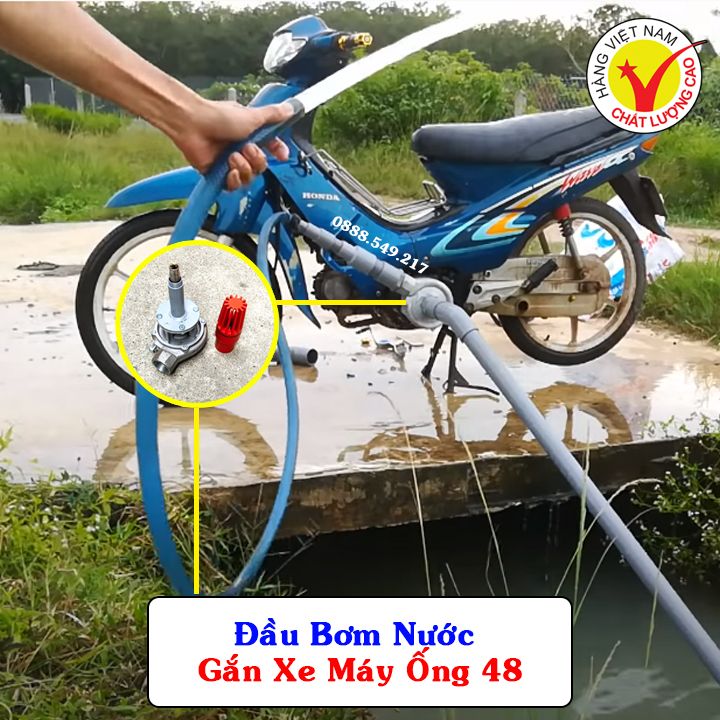 Đầu Bơm Nước Gắn Xe Máy Chuyên Hút sâu đẩy xa ống loại 48