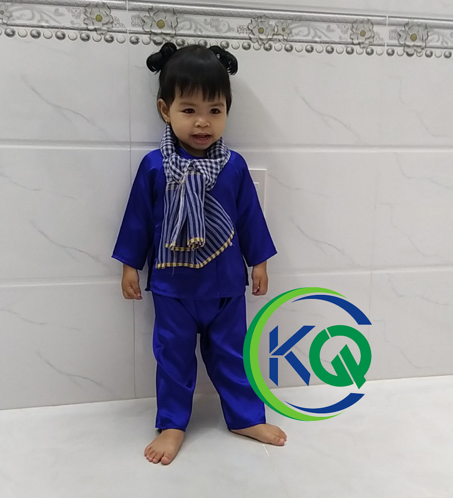 BỘ ĐỒ TRẺ EM - QUẦN ÁO BÀ BA NAM BỘ cho bé từ 7 đến 30kg - MÀU XANH DƯƠNG - VẢI PHI BÓNG