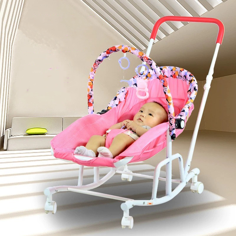 KEAWON.GHẾ RUNG CHO BÉ CÓ ĐỒ CHƠI BÁNH XE MÁI CHE MÀN CHỐNG MUỖI