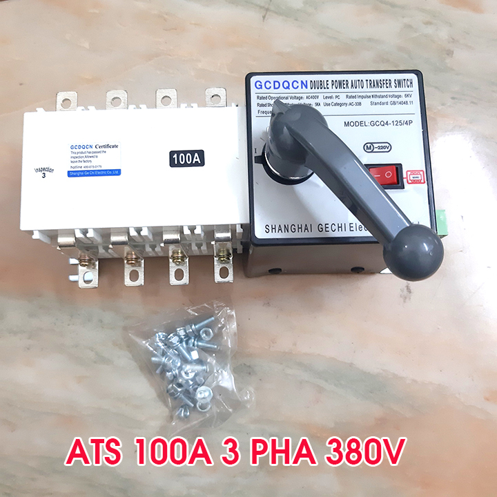 Bộ ATS 100A 3 Pha 380v chuyển đổi 2 nguồn điện tự động GCDQCN