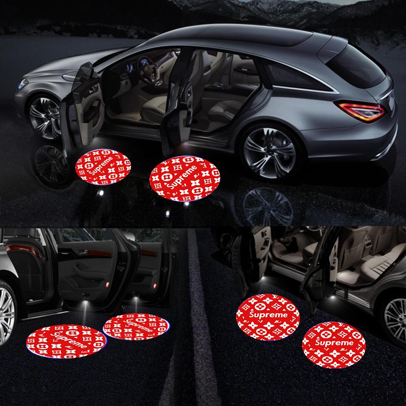 Sakora Wireless Car LED Light Cài đặt Cửa chiếu Laser Logo Bóng đèn Superme Mô hình xe hơi Trang trí nội thất (1pc) _ KMCD-R4