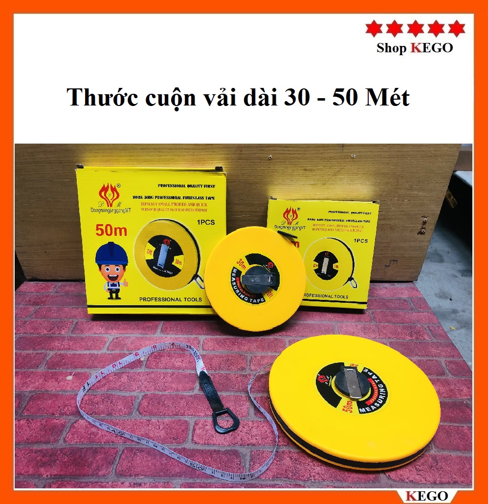 Thước dây, thước cuộn vải dài 30m, 50 mét đo đất xây dựng