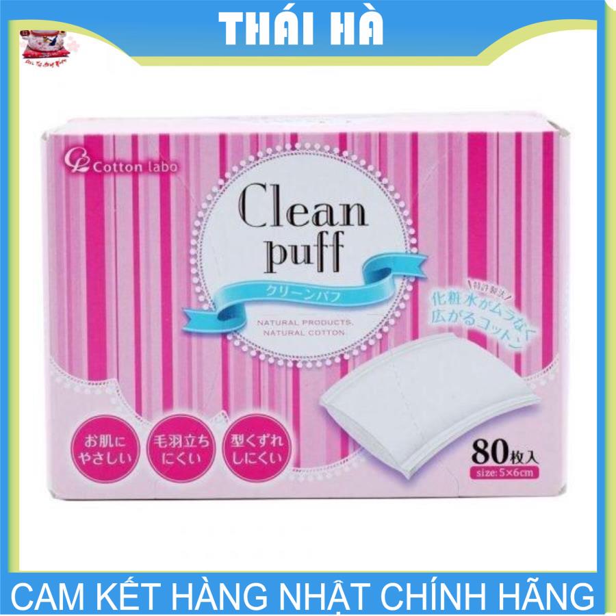 [HCM]Bông Tẩy Trang Clean Puff Cao Cấp Số 1 Nhật Bản Hộp 80 miếng