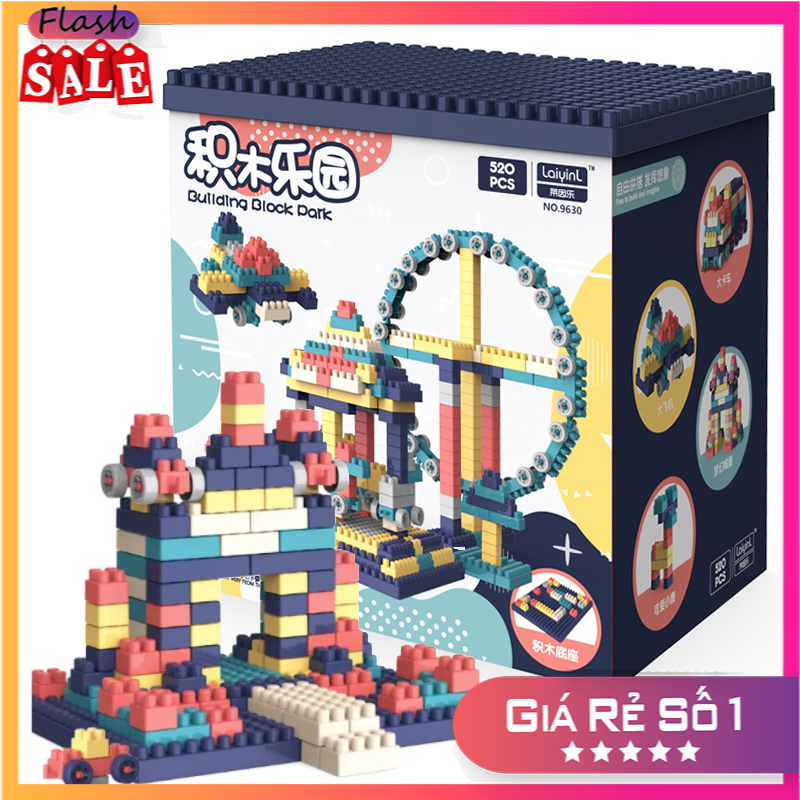 [ RẺ VÔ ĐỊCH ] Trò chơi lego sáng tạo 520 chi tiết - Building Block Park 520 PCS. Đồ chơi lắp ghép phát triển trẻ toàn diện. Bộ xếp hình lego 520 chi tiết