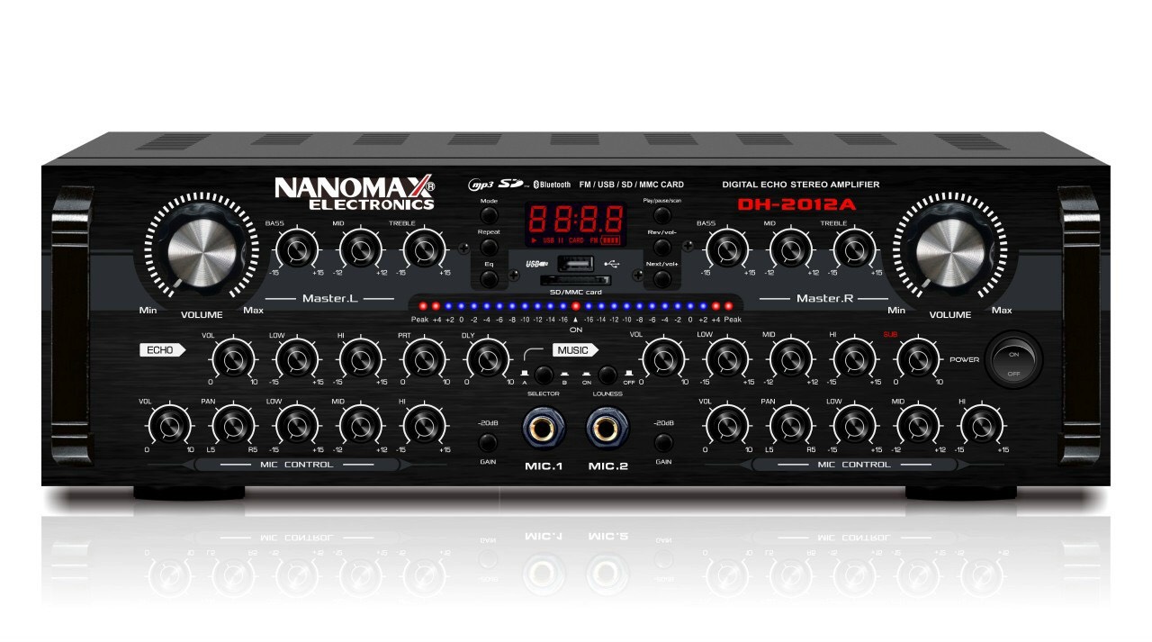 AMPLY KARAOKE NANOMAX DH-2012A ( 02 kênh/ 12 sò/ max 820w/ bluetooth, usb &amp; sd card )