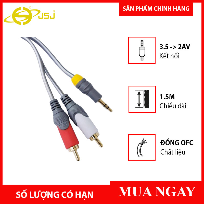 Dây tín hiệu 3 li ra 2 av - dài 1.5m jsj-322 a