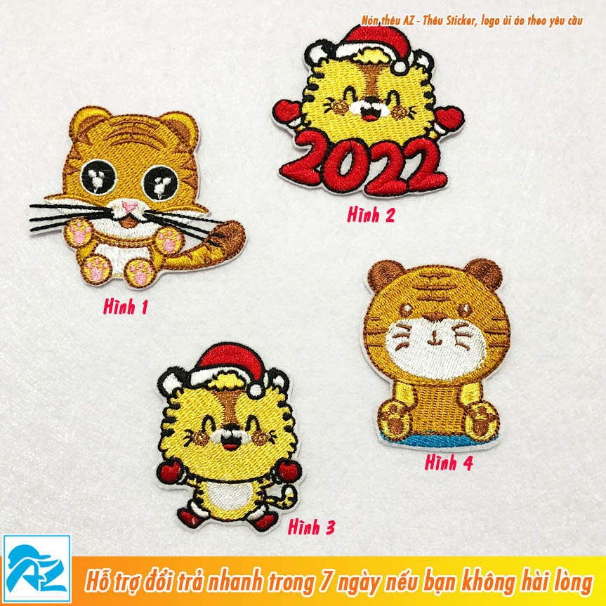 Patch vải ủi nhiệt thêu hình con hổ tiger chibi 2022 dễ thương - Sticker Patches S175