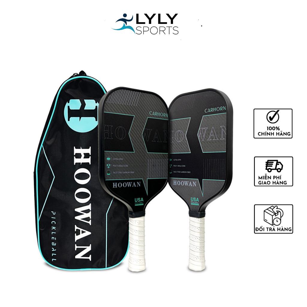 Vợt Pickleball Carbon 16MM Hoowan Tiêu Chuẩn USAPA T700 Sợi Carbon 3K siêu nhẹ