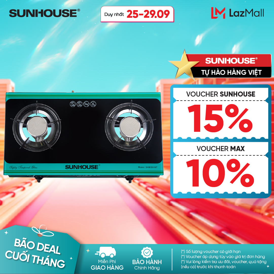 Bếp gas dương hồng ngoại SUNHOUSE SHB004MT - Đầu đốt hồng ngoại tiết kiệm gas - Kiềng bếp tráng men siêu bền, chịu lực chịu nhiệt tốt - Không bị tạt lửa khi nấu - Hàng chính hãng Sunhouse Việt Nam