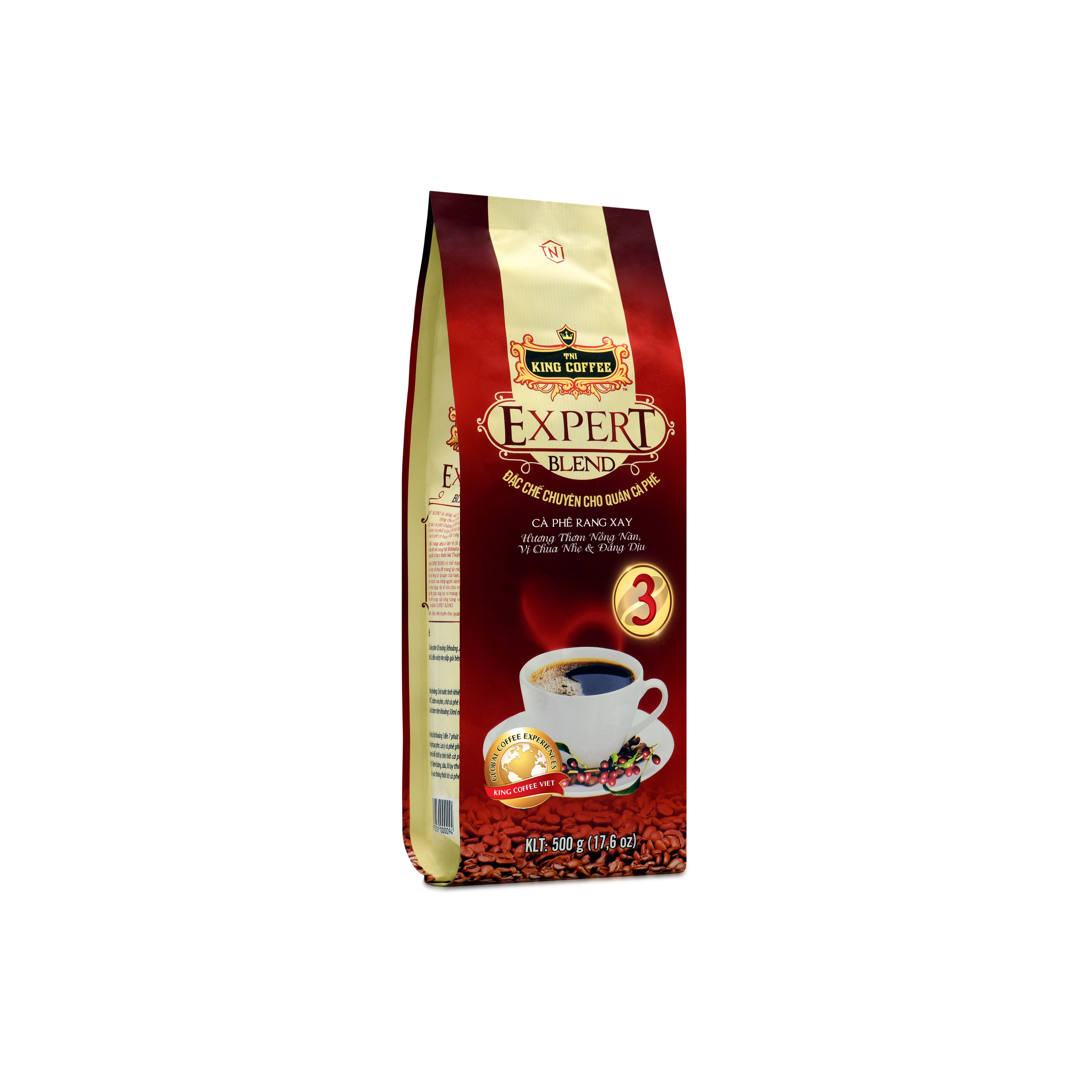 Cà Phê Rang Xay Expert Blend 3 KING COFFEE - Túi 500g - Sản phẩm đặc chế dành riêng cho quán café - Café Arabica hảo hạn từ Cầu Đất, Đà Lạt - Vị Chua nhẹ và Đắng dịu