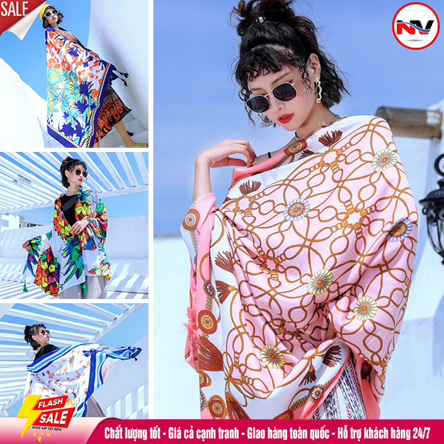 Khăn choàng thổ cẩm đi biển - khăn choàng cổ họa tiết đẹp giữ ấm 100x180 cm