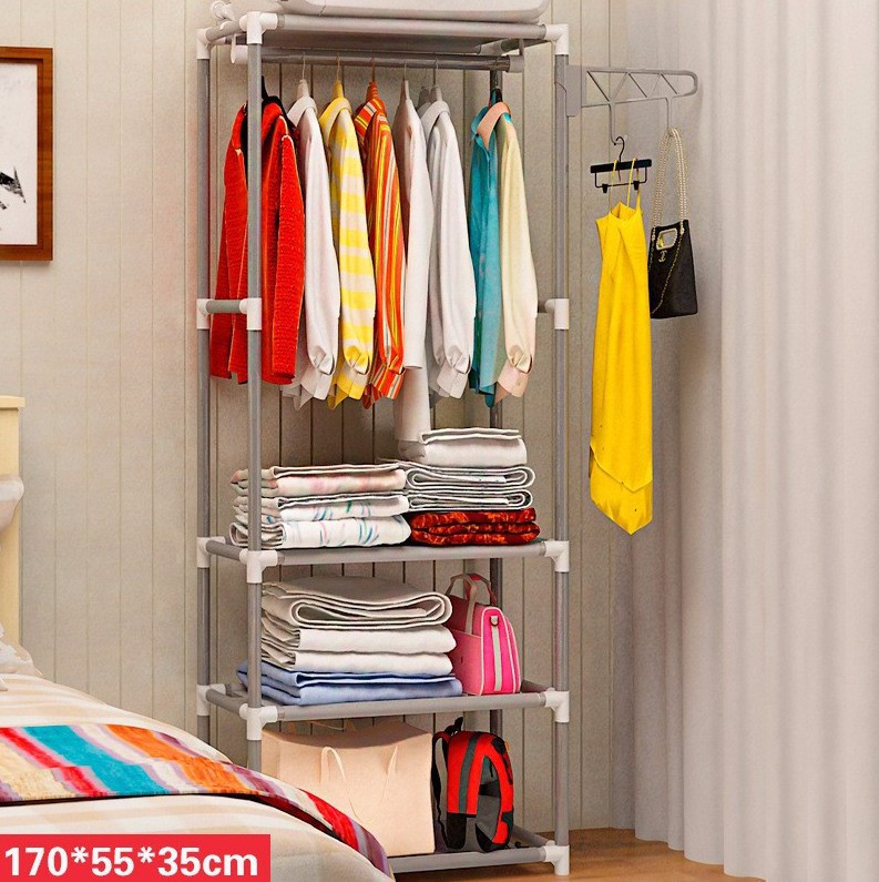 Kệ treo quần áo, tủ quần áo chữ h hình chữ nhật đa năng có móc treo cao cấp jj0303