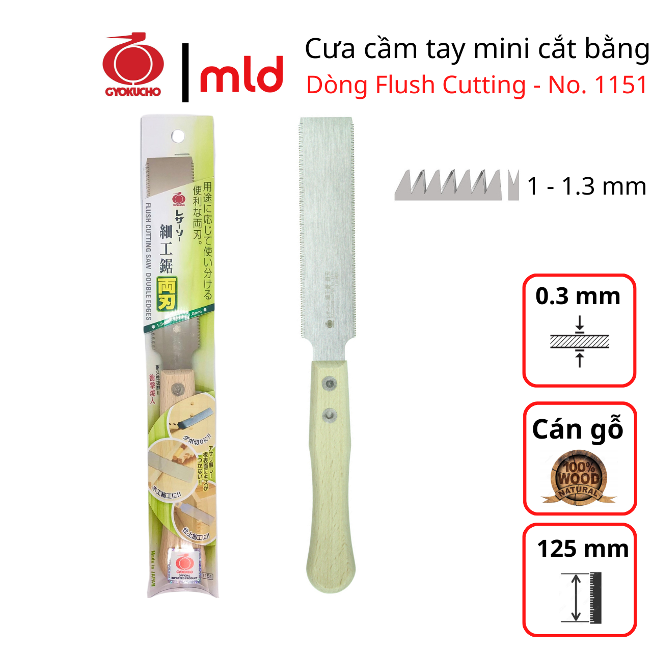 [MADE IN JAPAN] Cưa cầm tay, thương hiệu Gyokucho, hai lưỡi lưỡi nhỏ dài 125mm, No: RZ1151
