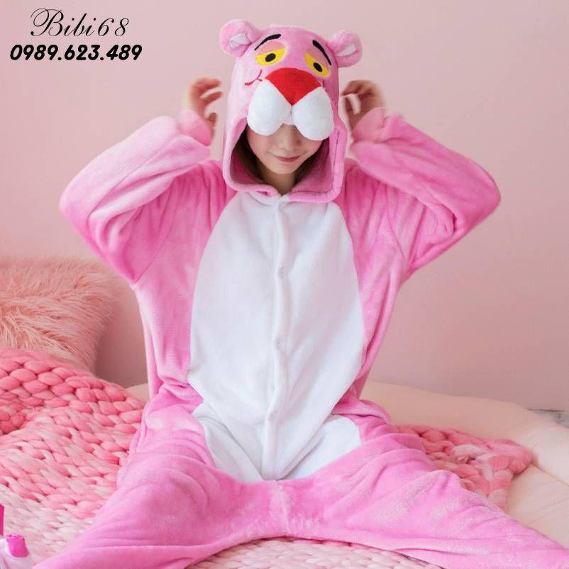 Bộ đồ ngủ hình thú báo hồng liền thân Pijama Động Vật Hoạt Hình Cosplay nhiều màu đón giáng sinh HOT độc và lạ decoshop68 1926