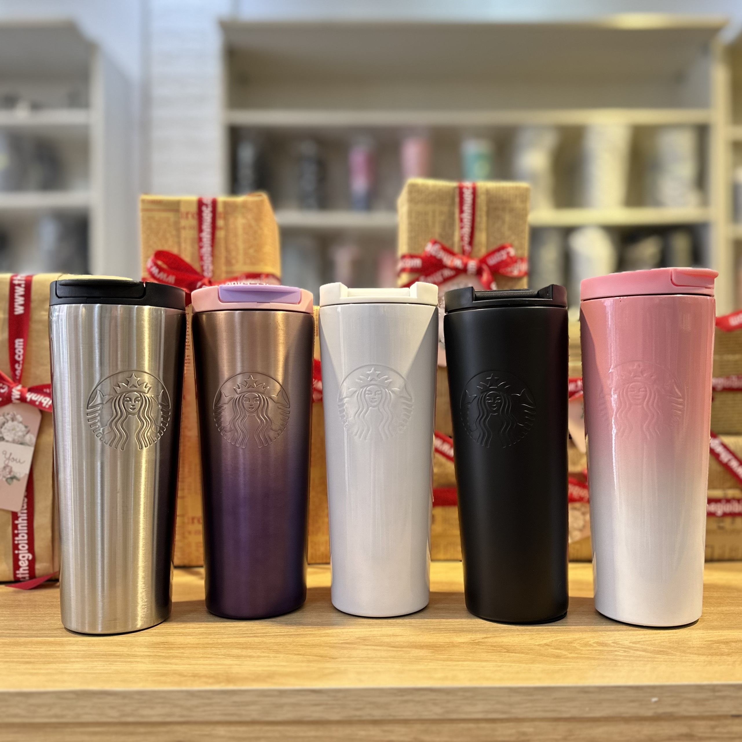 [HCM]Bình Giữ Nhiệt Starbucks Hồng Ombre Đen Inox Tím 473ML B230