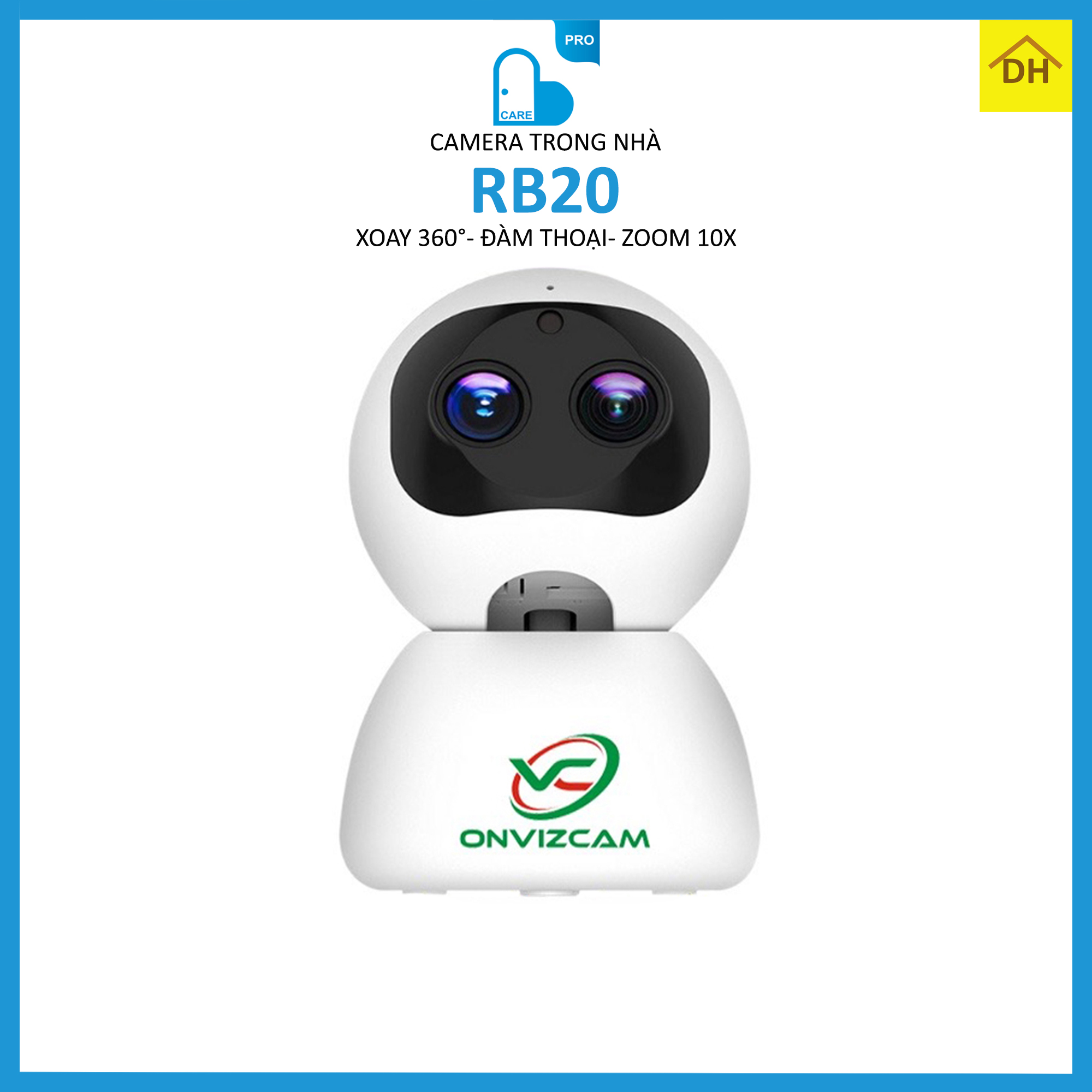 Camera carecam rb20 zoom 10x xoay 360 độ full hd 2.0mp 1080p- đàm thoại 2 chiều- báo động chống trộm- wifi không dây trong nhà