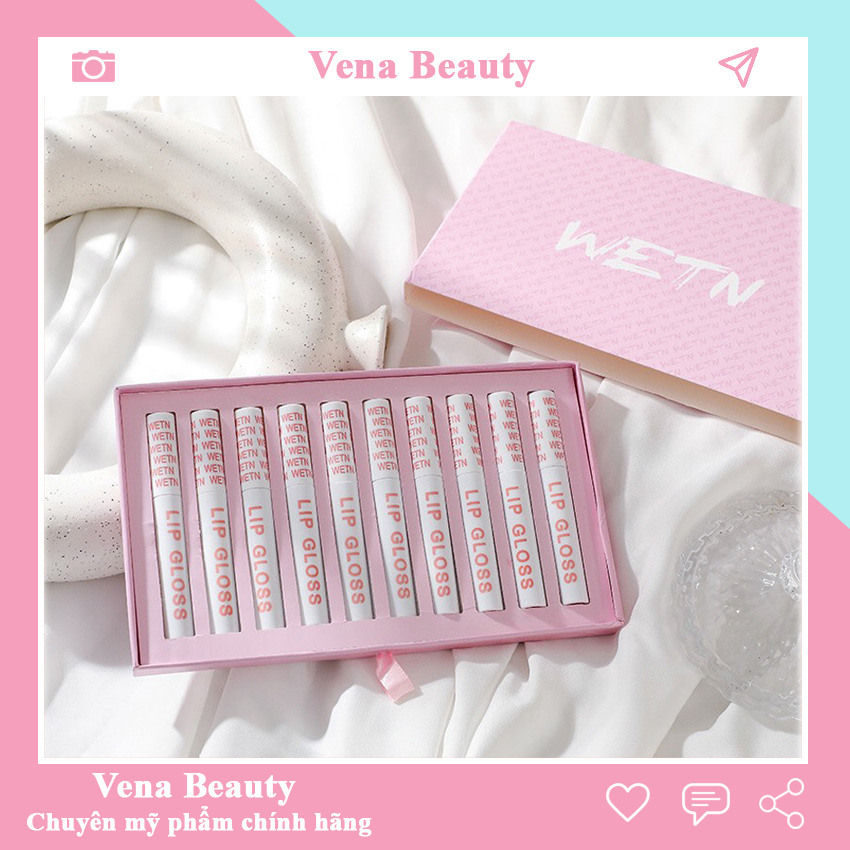 Son môi nội địa trung giá rẻ lì dưỡng môi dành cho học sinh set 10 cây son wetn Vena Beauty