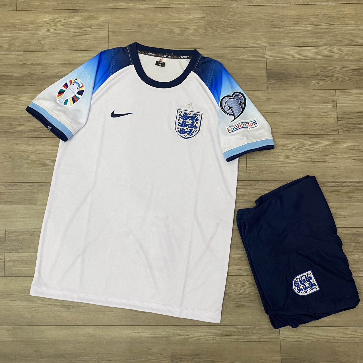 Bộ quần áo bóng đá tuyển anh trắng flg euro2024