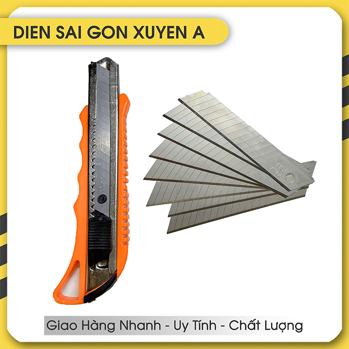 Dao rọc giấy siêu bén size L cao cấp kèm hộp 10 lưỡi dao - Dụng cụ đa năng - Điện Sài Gòn Xuyên Á