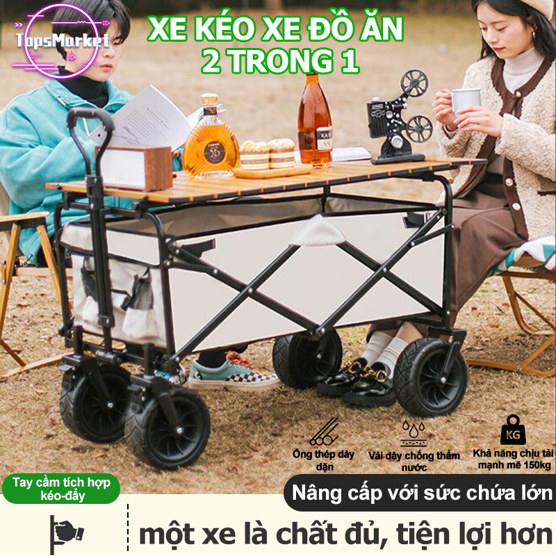 Xe Kéo Dã Ngoại Gấp Gọn Du Lịch Cắm Trại,Chịu tải trọng150KG Xe đẩy gấp gọn Điều chỉnh tự do90° cắm trại dã ngoại xe đựng đồ dành cho du lịch câu cá/ đi dã ngoại/ hoạt động ngoài trời