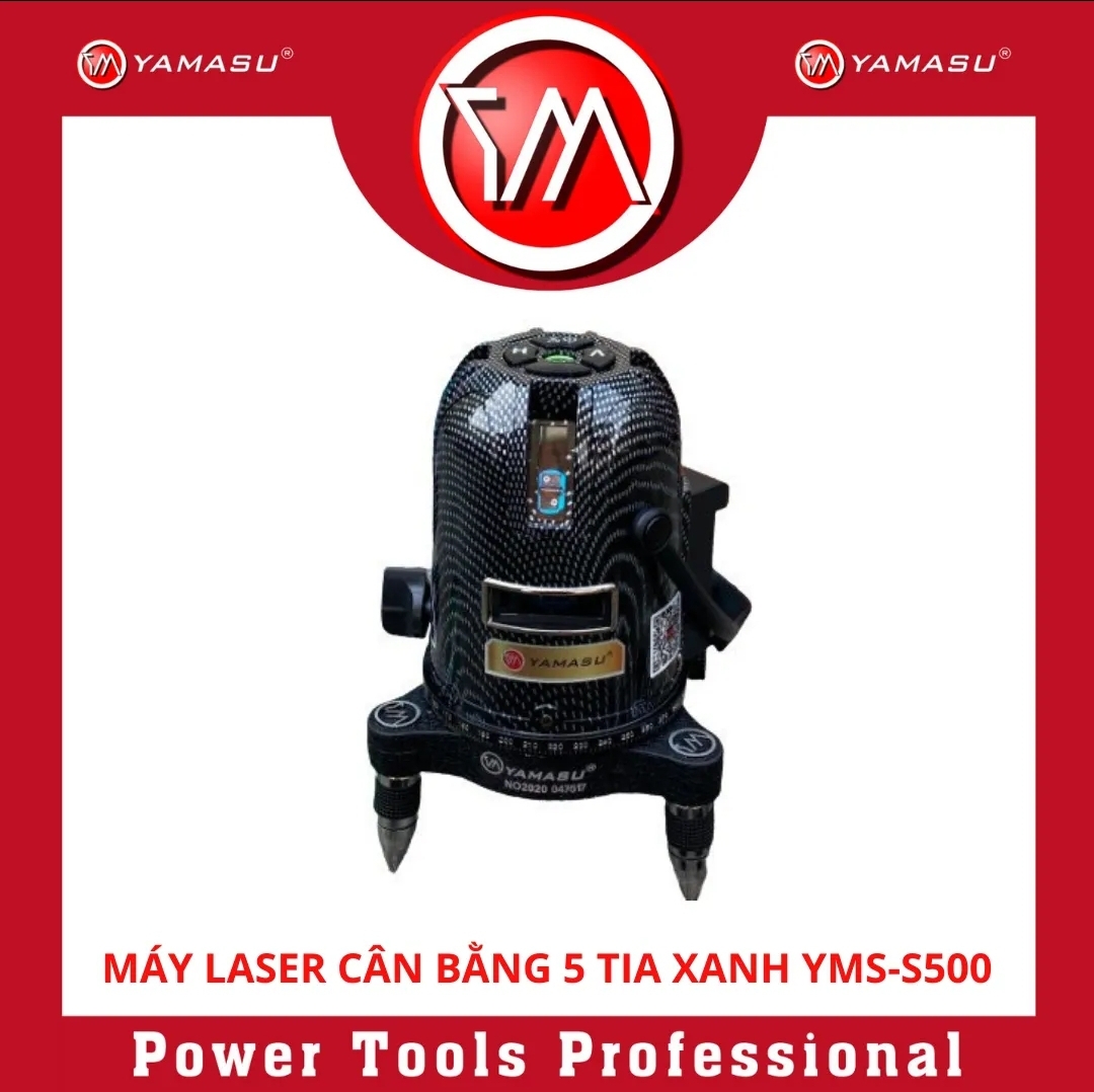 Máy laser 5 tia xanh Yamasu mã S500, tia siêu sáng, chuyên làm ngoài trời, không gồm chân máy