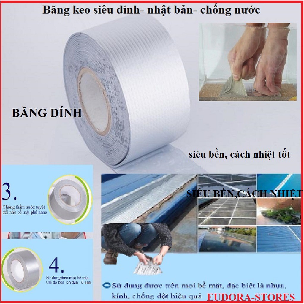 Băng Keo Chống Dột,Chống Thấm 10cm x5m Màu xám,Japan