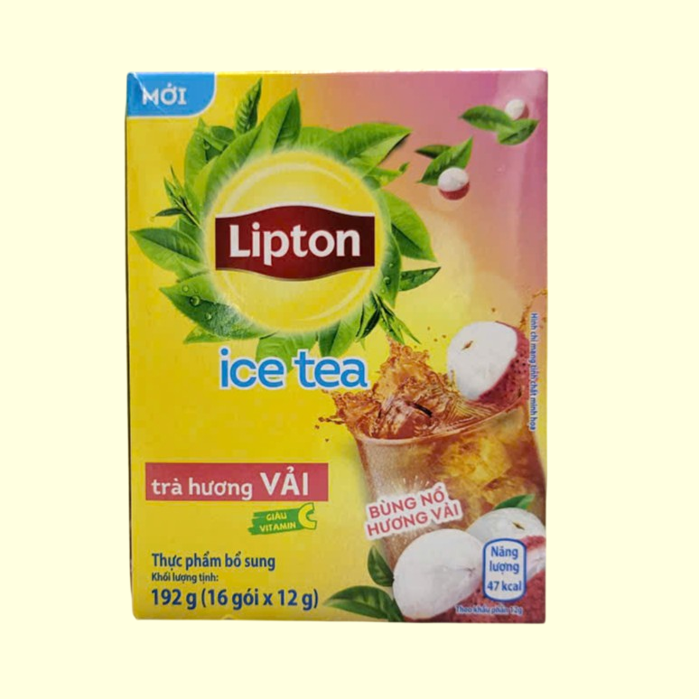 LIPTON + hộp VẢI 192g + TRÀ HƯƠNG VẢI HÒA TAN 3 in 1 Lychee Ice Tea
