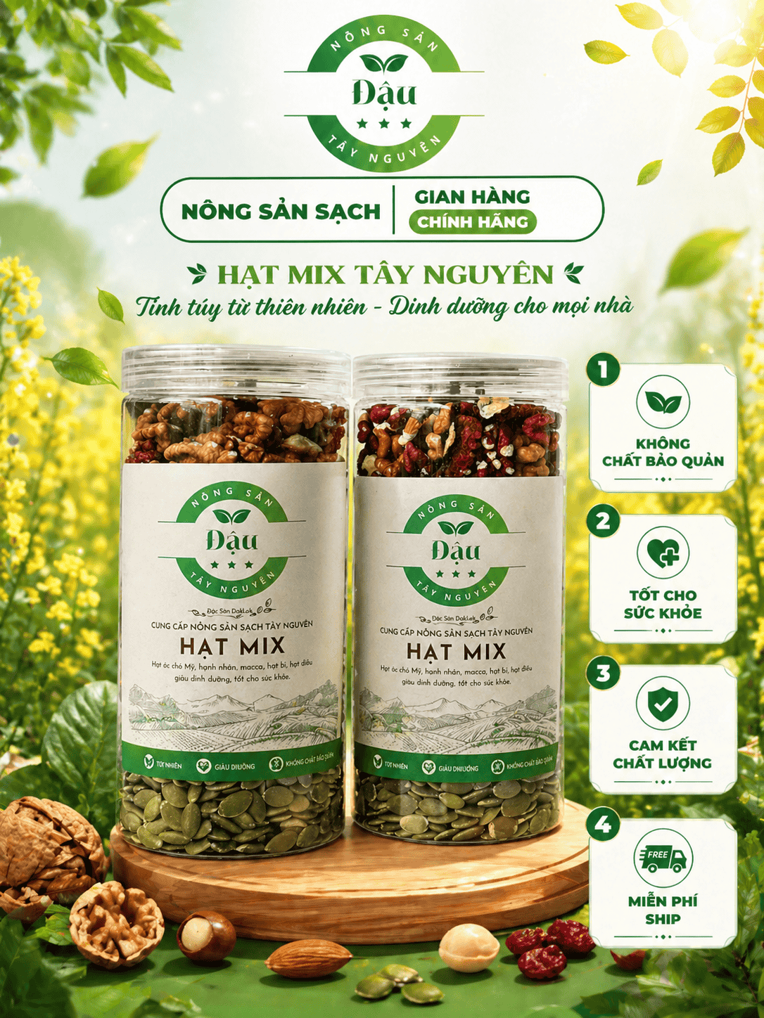 Mix 5 Loại Hạt Dinh Dưỡng Hộp 500g (Macca, Óc Chó, Điều, Hạnh Nhân, Bí) - Cho Mẹ Bầu và ăn kiêng