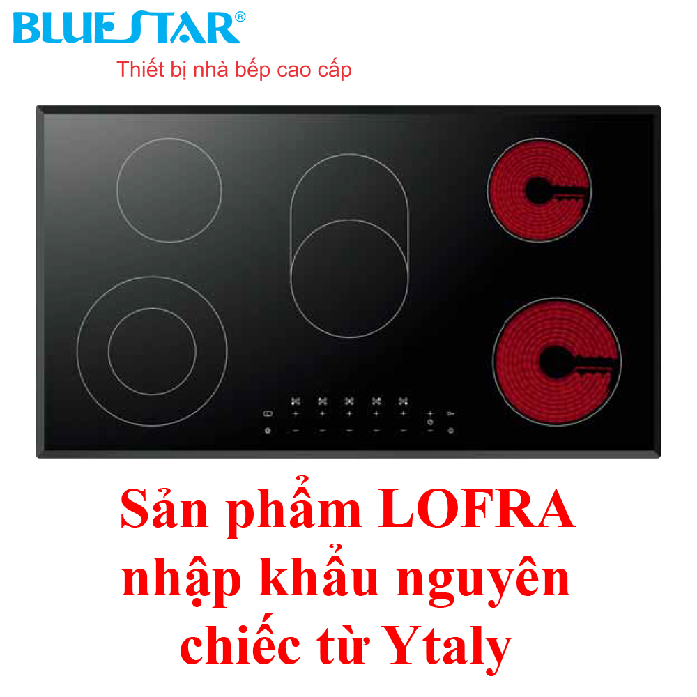 [Trả góp 0%]Bếp điện Lofra VENERE 90 - bếp hồng ngoại 5 lò kính cường lực(nhập khẩu Italy)- Hàng chính hãng
