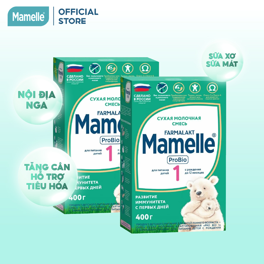 Combo 2 hộp sữa bột mamelle pro bio số 1 cho trẻ từ 0 đến 12 tháng hộp 400g/hộp
