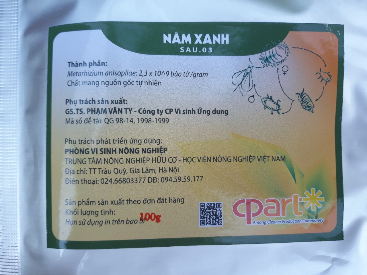 Chế phẩm Vi sinh trừ sâu sinh học Nấm xanh Metarhizium anisopliae