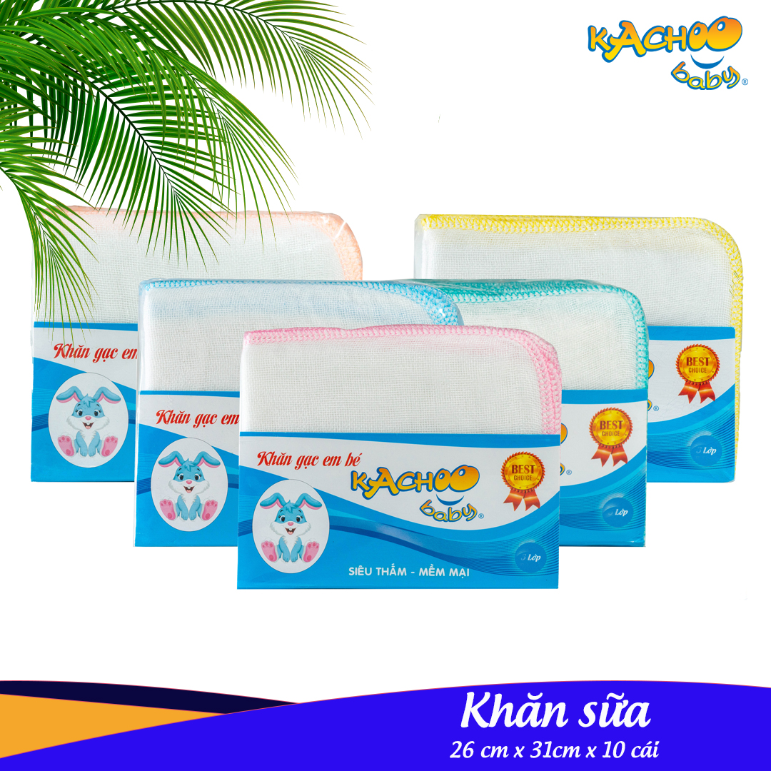 [HCM]Combo 10 Khăn sữa 3 lớp 26 x 31cm cho bé vải 100% cotton KACHOOBABY