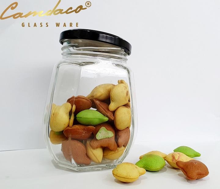 Hũ Thủy Tinh Bát Giác 350ML Đựng Mật Ong Và Thực Phẩm Cẩm Đạt