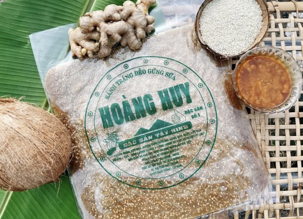 Bánh tráng dẻo gừng hoàng huy tem xanh