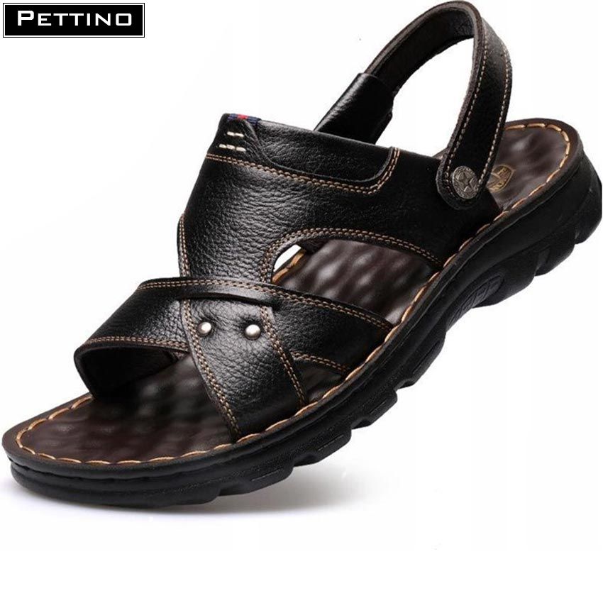 Dép quai ngang, dép nam, sandal nam chất da cao cấp bền đẹp, thời trang PETTINO - LLPN01