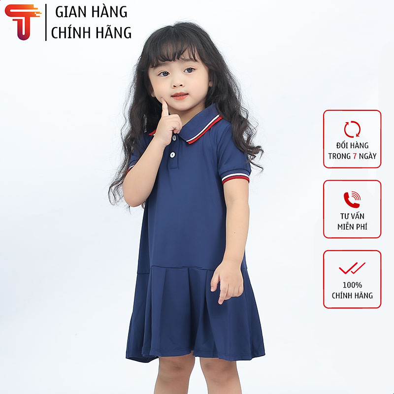 TANOSA KIDS Váy Polo đuôi cá cộc tay cho bé gái, váy thể thao cho bé từ 1-5 tuổi
