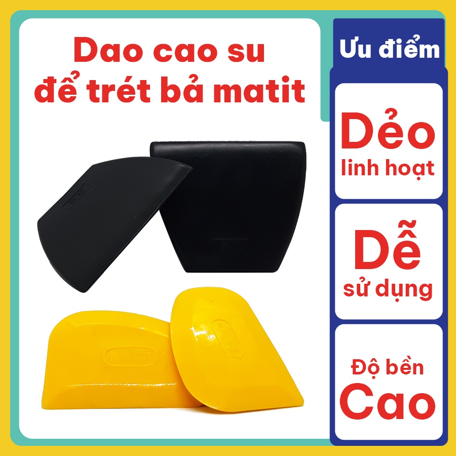 Dao trét bả matit cao su mềm dẻo, linh hoạt, độ bền cao loại màu vàng và đen